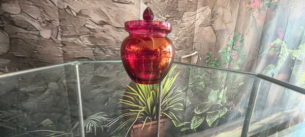 Vintage cranberry/amethyst glass apothecary jar