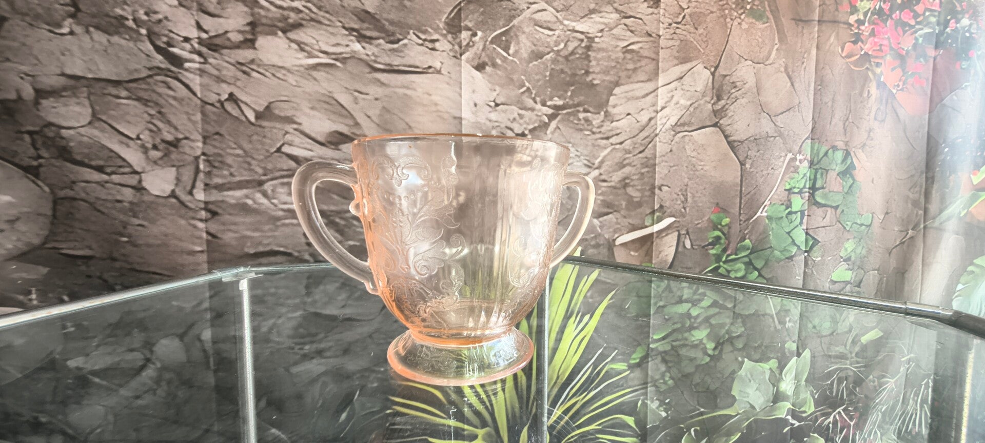 Vintage pink Depression glass
