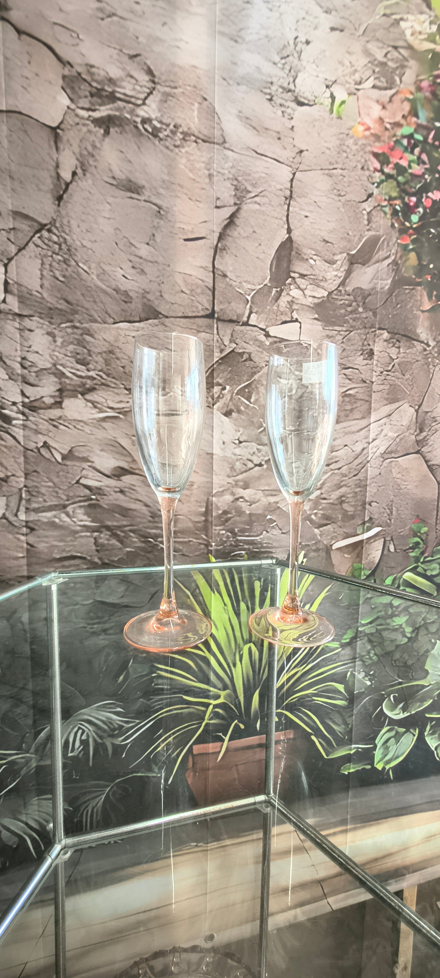 Set of two vintage champagne flutes