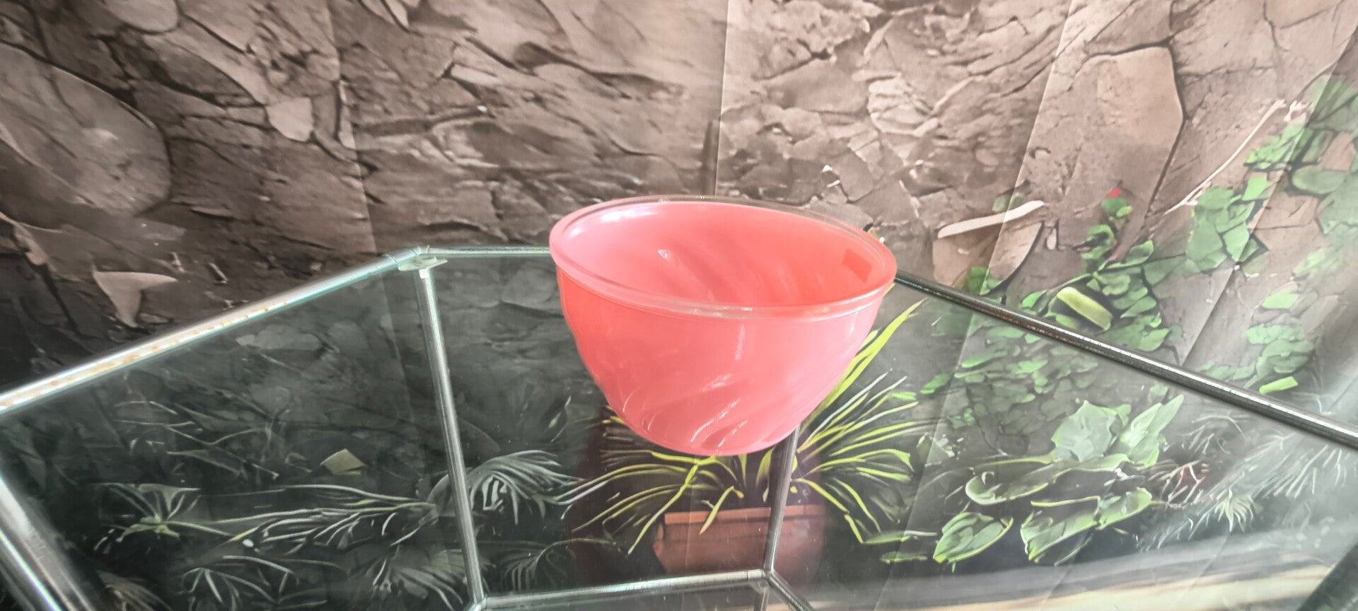 Vintage Pink Swirl Opaque Glass Bowl