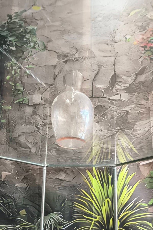 Vintage Clear to Blush Pink Glass Carafe Vase – Bulbous Flare Neck Decanter