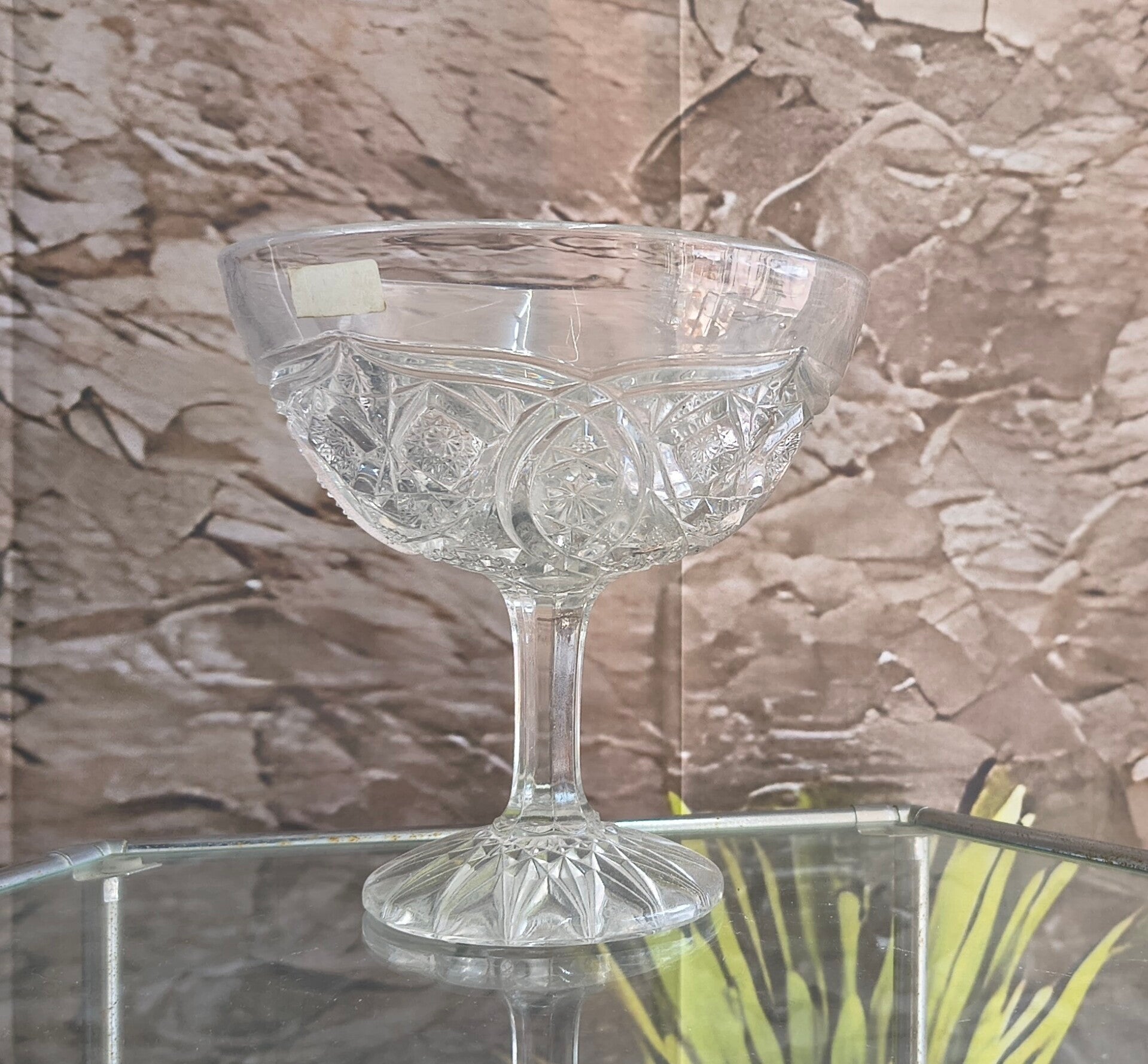 Vintage Pressed Glass Champagne Coupe / Dessert Dish