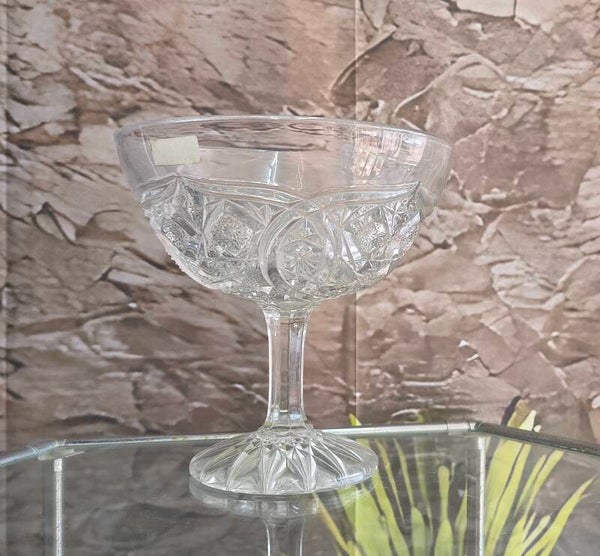Vintage Pressed Glass Champagne Coupe / Dessert Dish