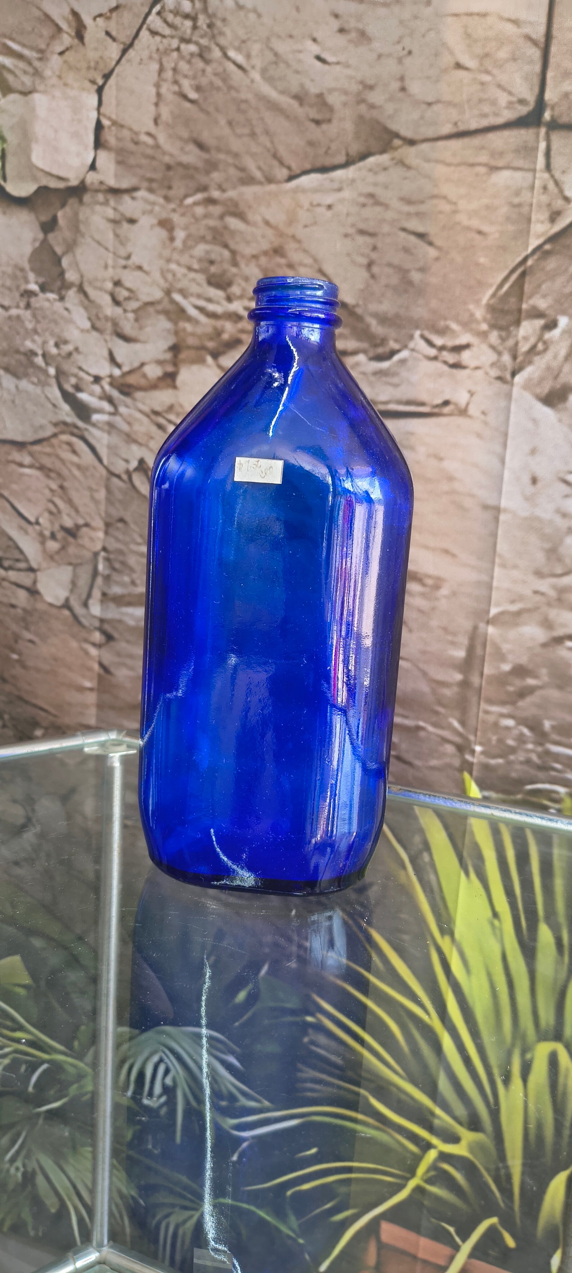 Vintage Large Cobalt Blue Glass Apothecary Bottle (~8.5" / 16 oz)
