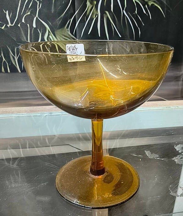 Vintage Amber Wide Champagne Coupe / Dessert Saucer