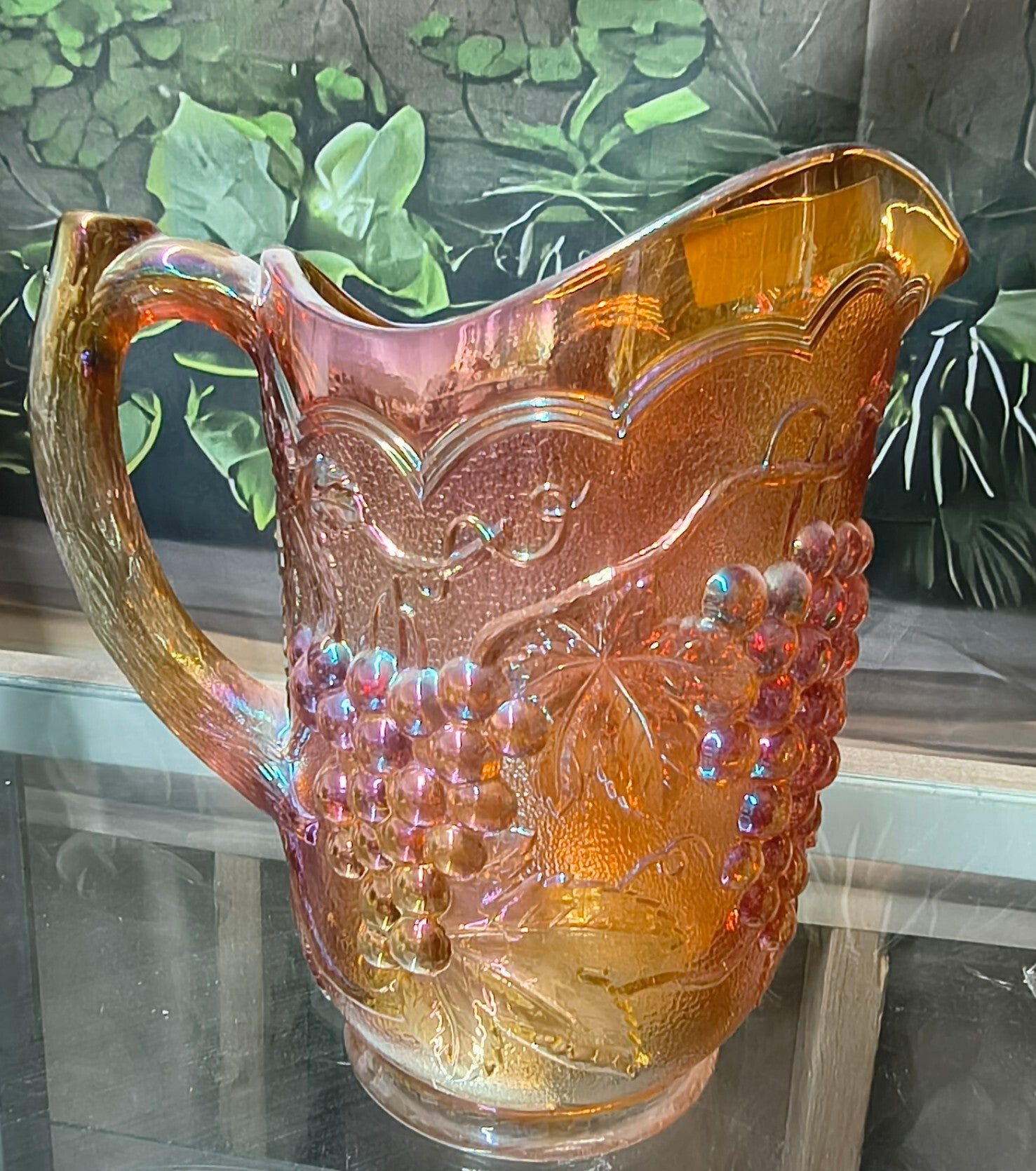 Vintage Marigold Carnival Glass Large Water Pitcher