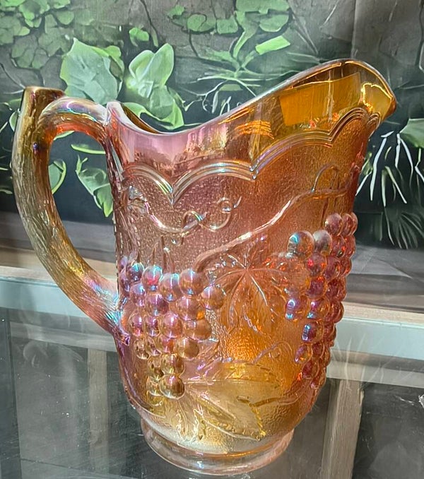 Vintage Marigold Carnival Glass Large Water Pitcher