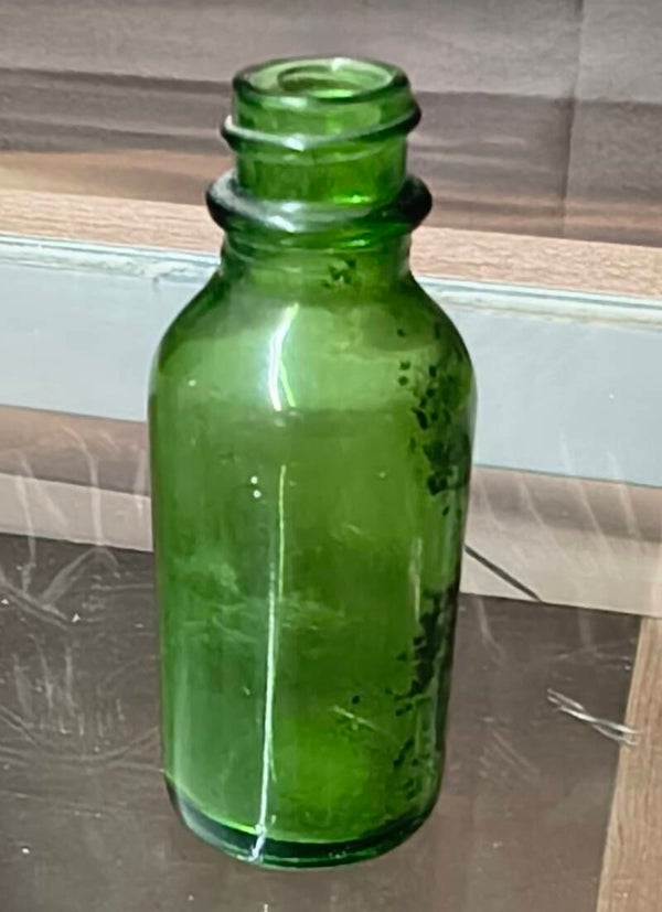 Vintage Emerald Green Glass Medicine Bottle