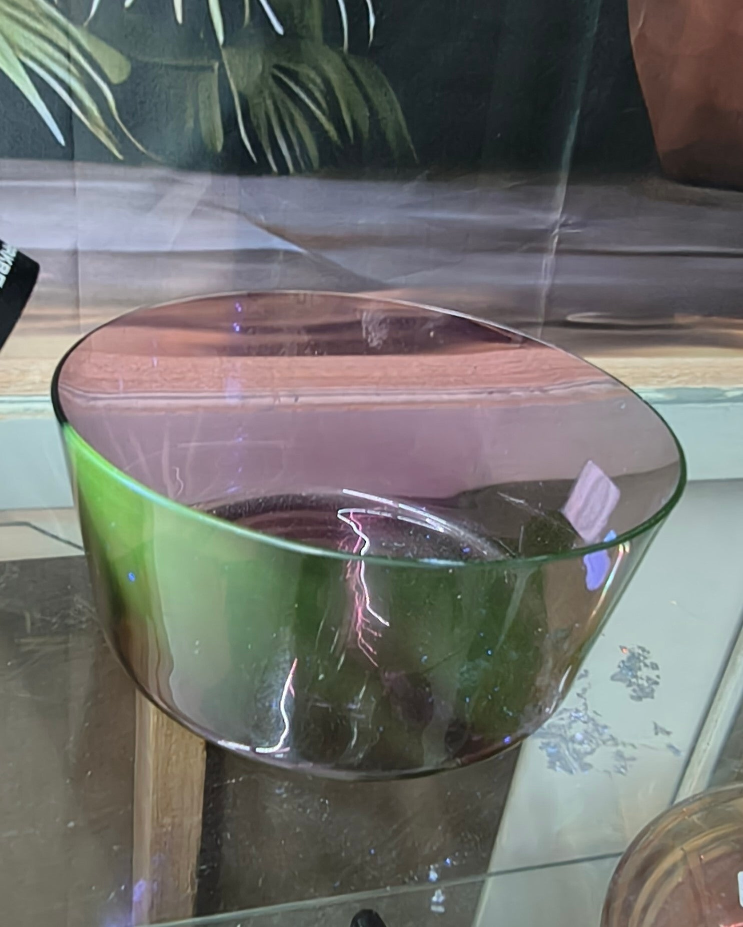 Vintage Amethyst Purple Glass Slanted Bowl | UV GLOW Manganese Reactive Dish