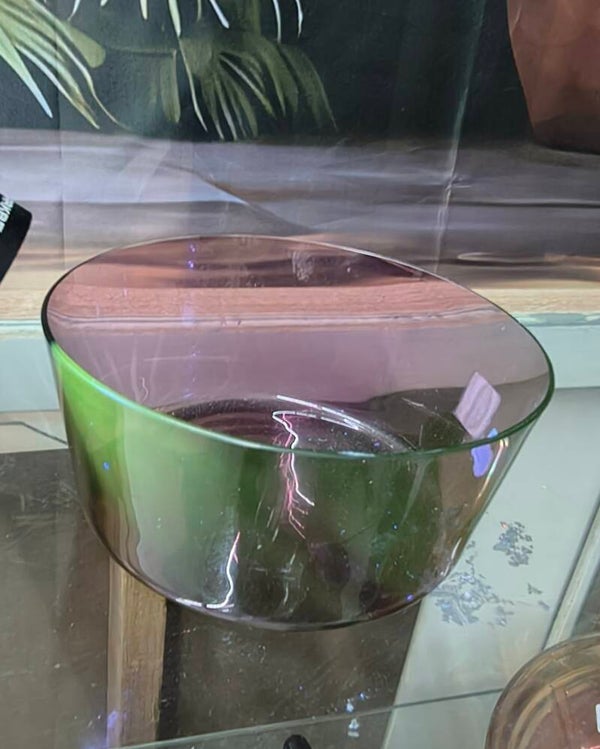 Vintage Amethyst Purple Glass Slanted Bowl | UV GLOW Manganese Reactive Dish