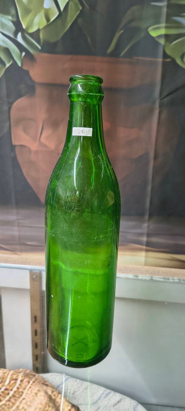 Vintage Emerald Green Champagne / Ale Beverage Bottle with Crown Finish