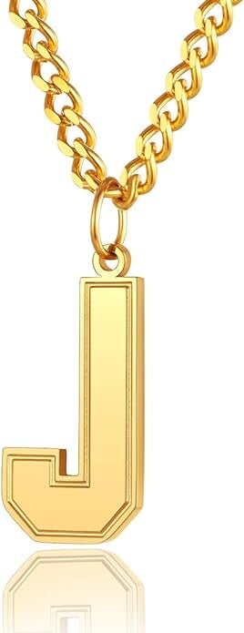 J initial necklace/Gold