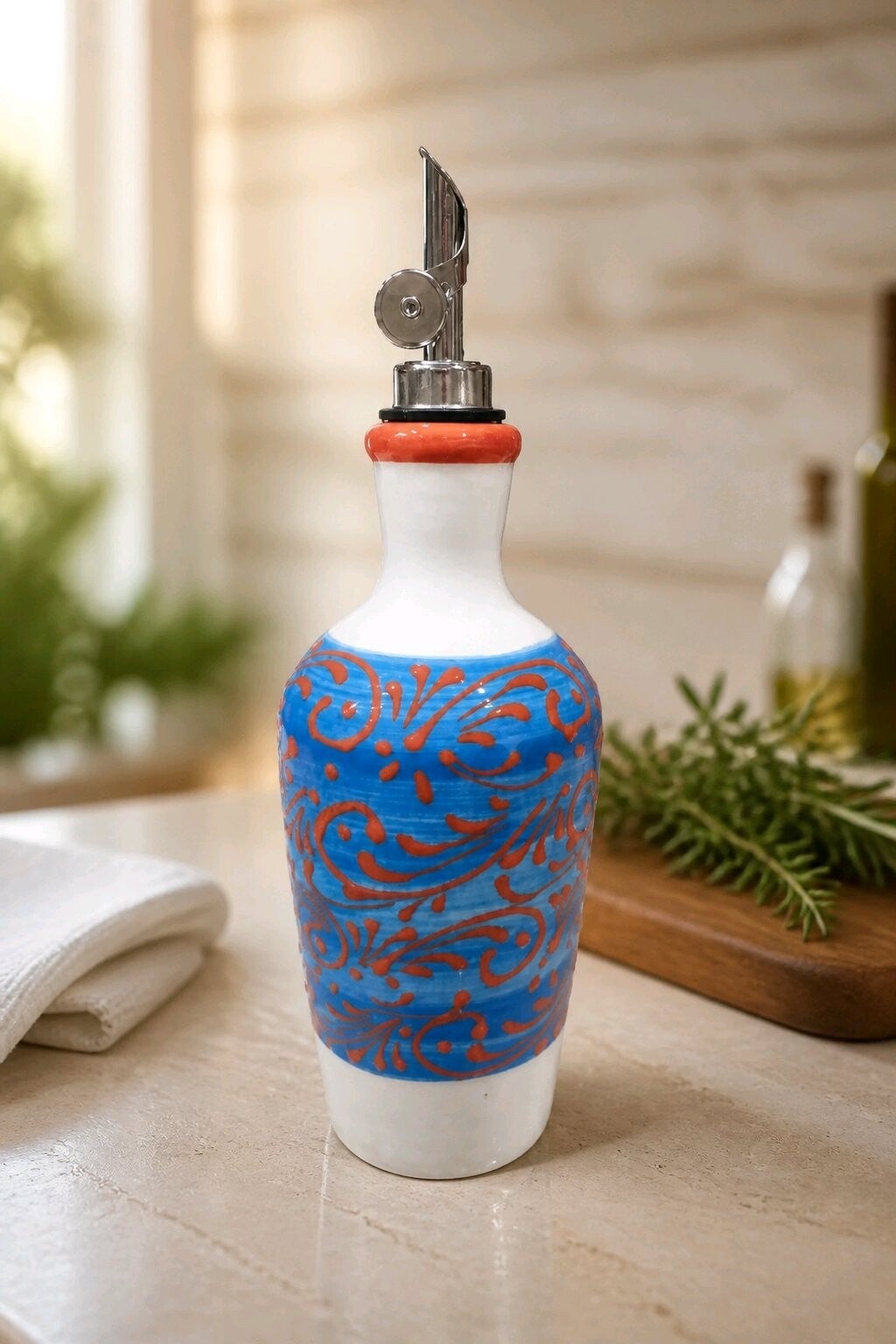 Oel-Flasche Olivenölspender 0.75l "Petrol"