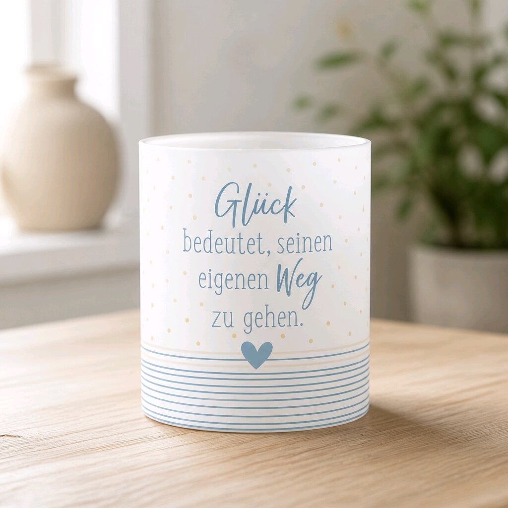 Papierlaterne LED "Glück bedeutet seinen eigenen Weg zu gehen"