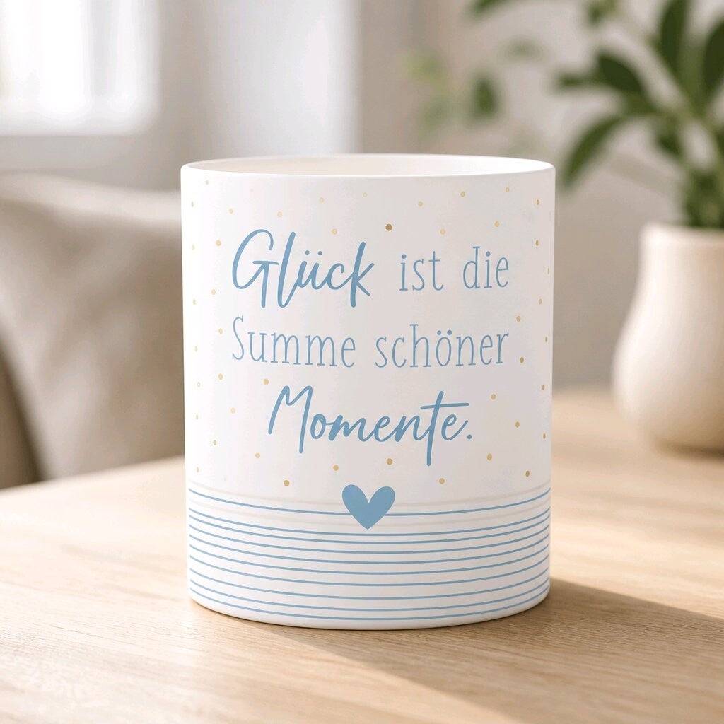 Papierlaterne LED "Glück ist die Summe schöner Momente"