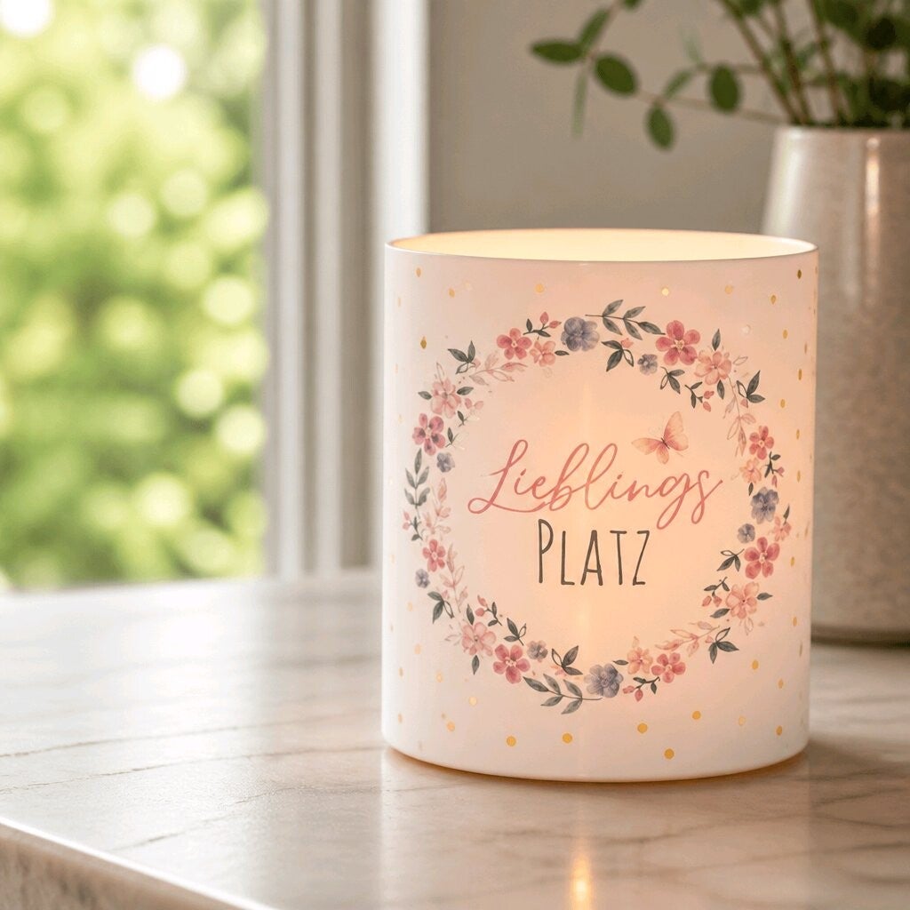 Papierlaterne LED "Lieblingsplatz" rosa