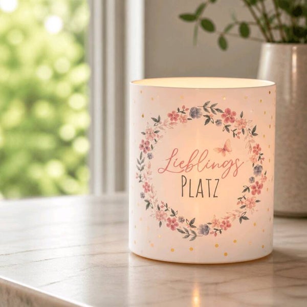 Papierlaterne LED "Lieblingsplatz" rosa