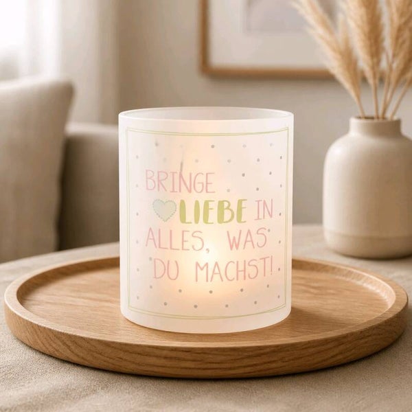 Papierlaterne LED "Bringe Liebe in alles was du machst"