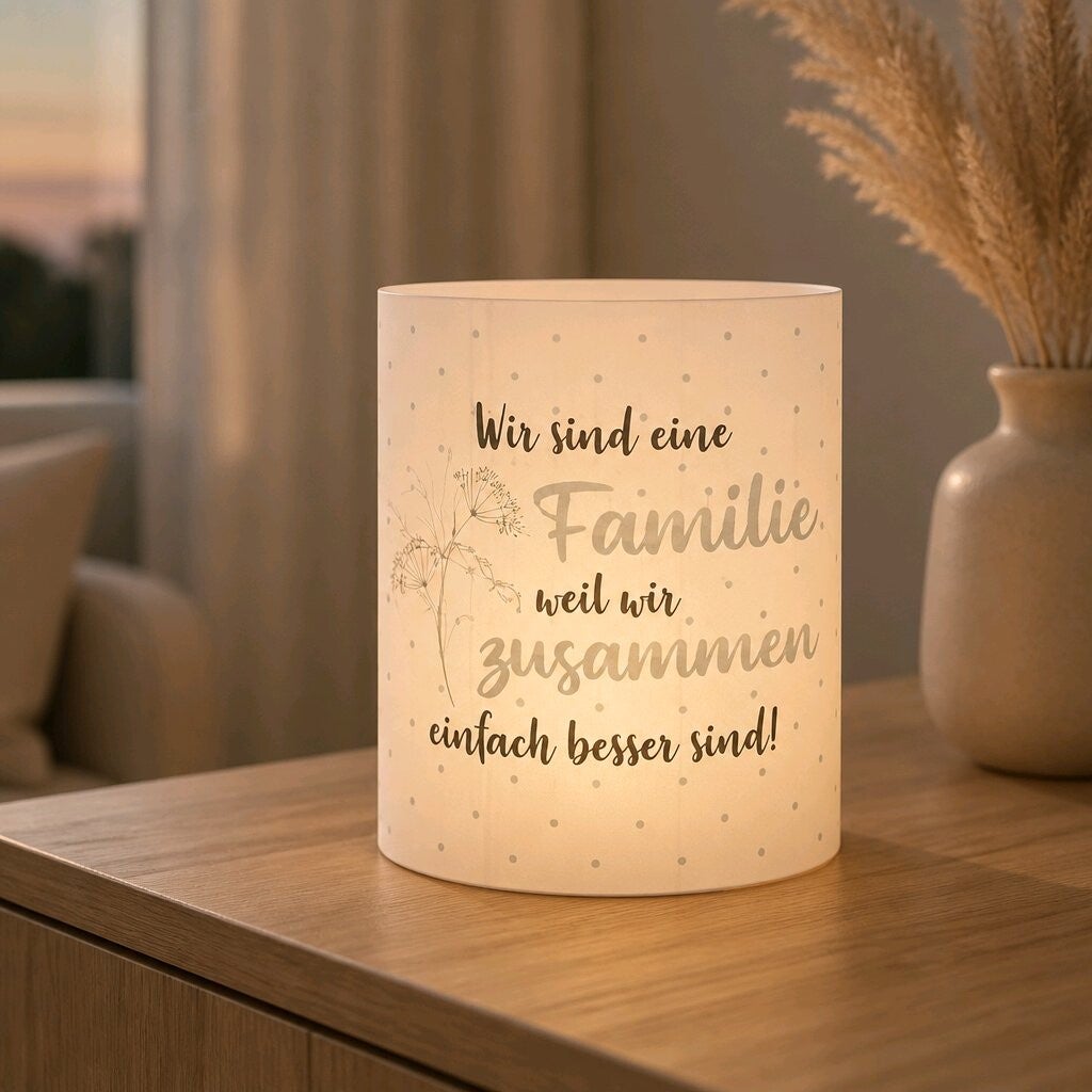 Papierlaterne LED "Wir sind eine Familie weil wir zusammen einfach besser sind"