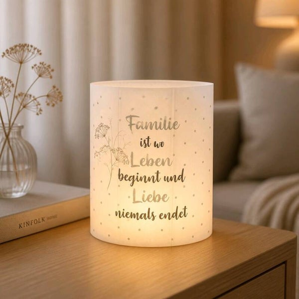 Papierlaterne LED "Familie ist wo Leben beginnt und Liebe niemals endet"