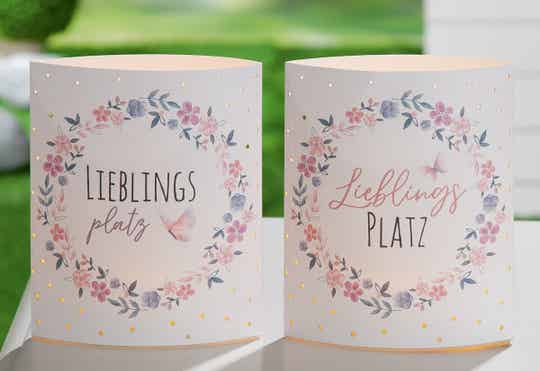 Papierlaterne LED "Lieblingsplatz" lila