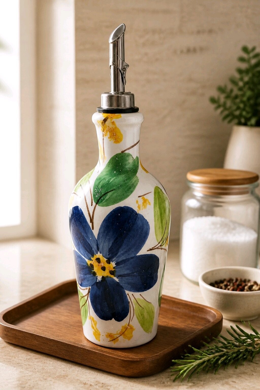 Oel-Flasche Olivenölspender 0.75l "Flores Marina"