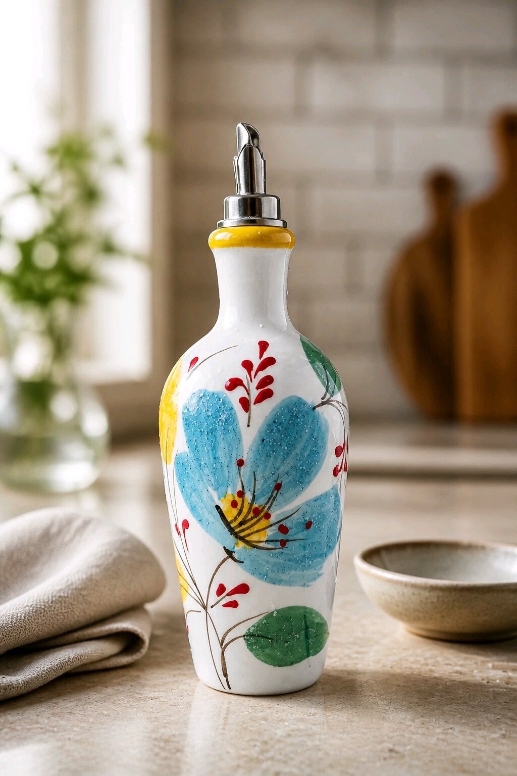 Oel-Flasche Olivenölspender 0.75l "Flores Solea"