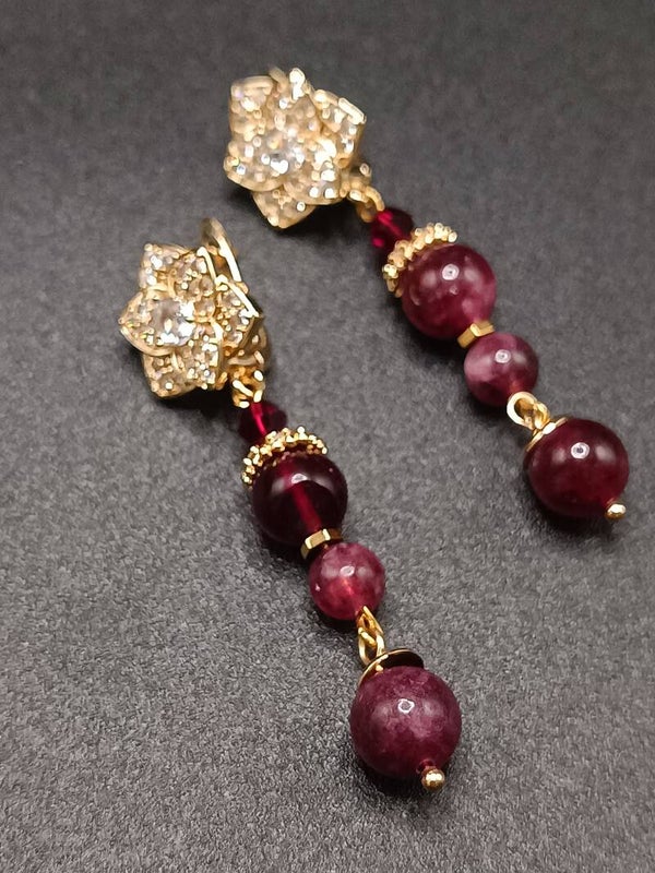 Boucles d'oreilles  Cliquets  en Grenat