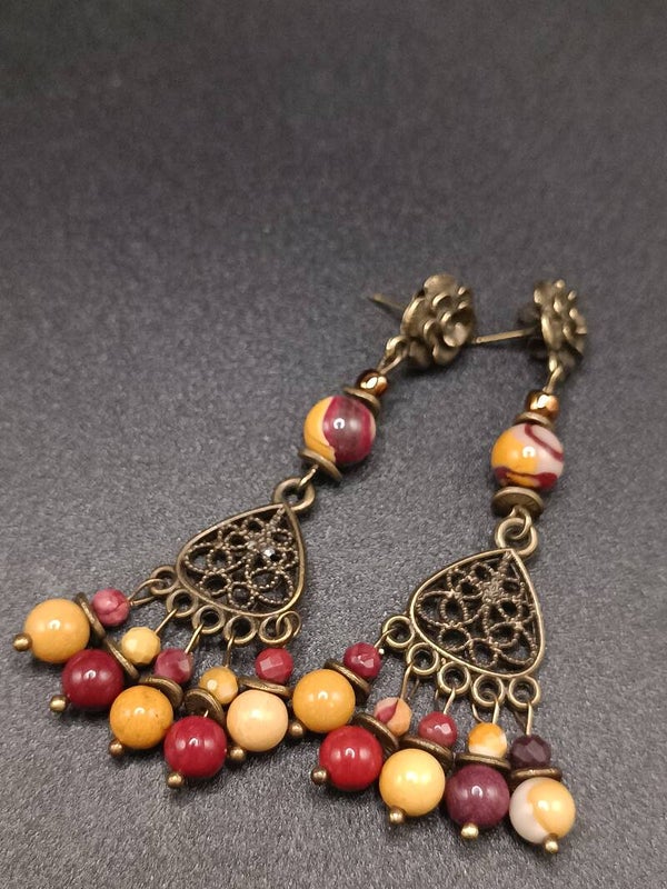 Boucles d'oreilles Crochets  en Mokaite
