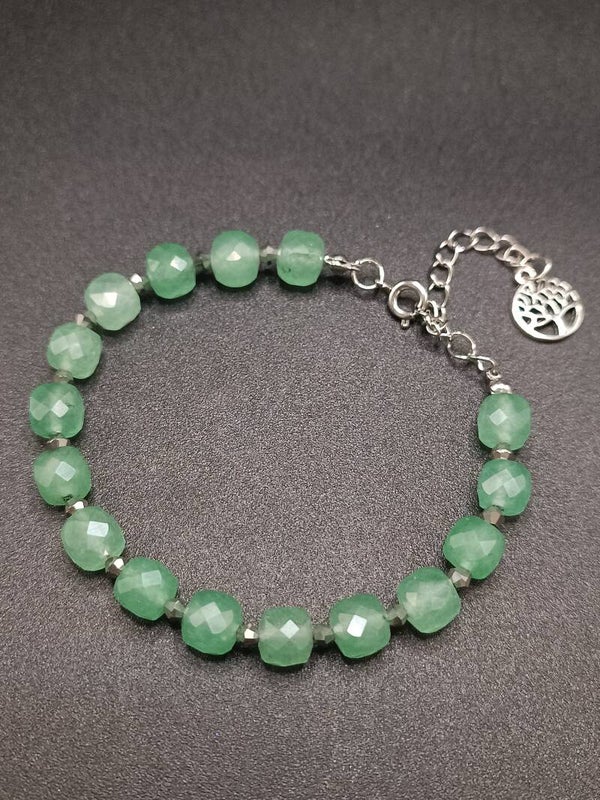 Bracelet fermoir mousqueton en Aventurine Verte