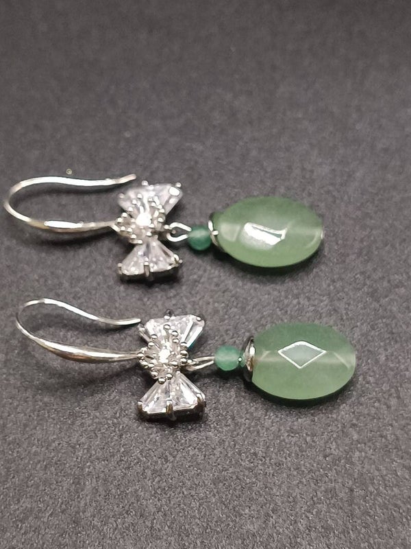 Boucles d'oreilles Crochets en   Aventurine Verte
