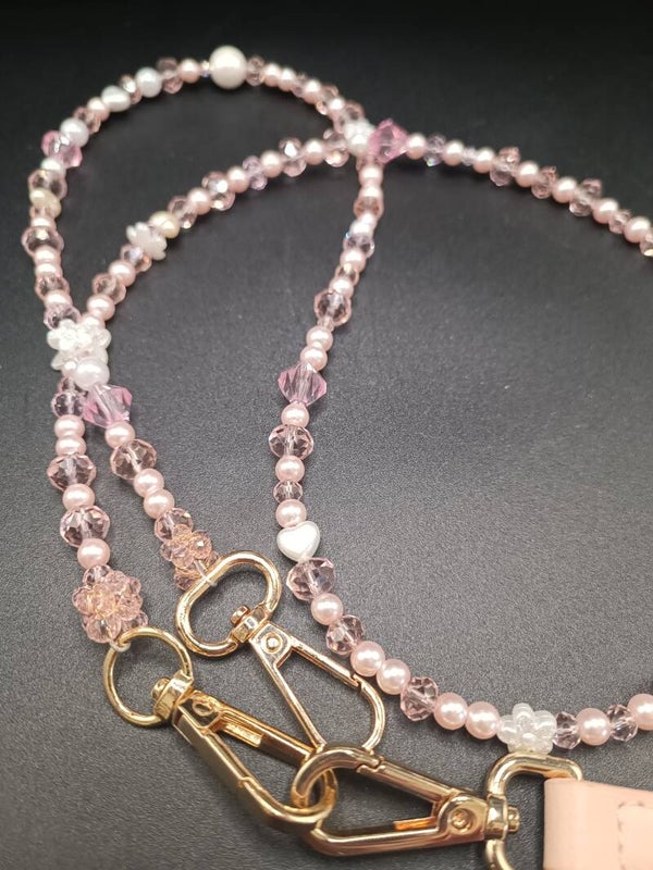 Laisse Rose&Dore  en perles & Cristaux