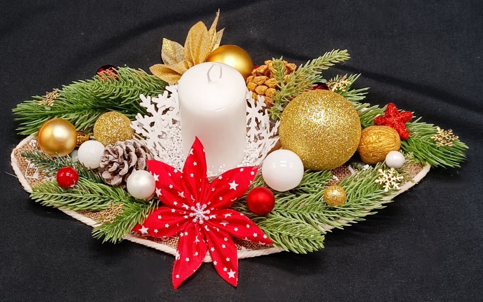 Centre de Table  de Noel  avec Bougie Artisanal