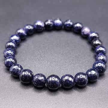 Bracelet  elastique en Sable bleue - Pierre  la Nuit du Caire (Aventurine)