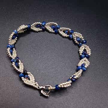 Bracelet "Simona" tissé en perles Miyuki et Lapis Lazuli