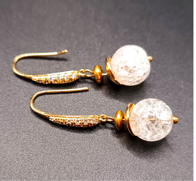 Boucles d'oreilles  Crochets en Сristal de Roche