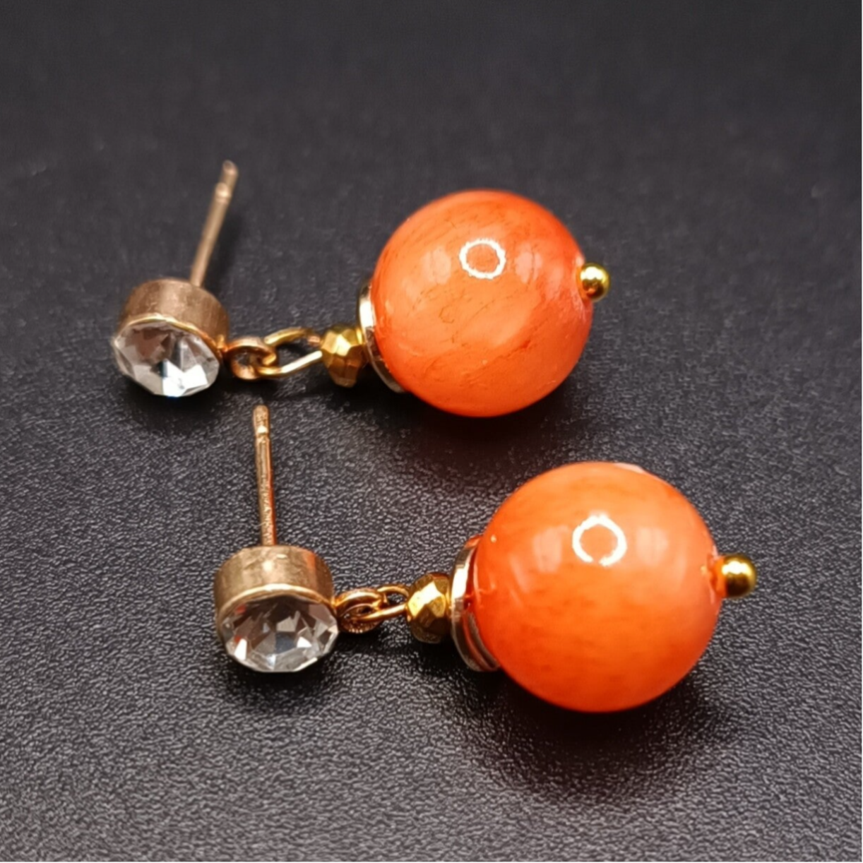 Boucles d'oreilles Clous en Calcite Orange
