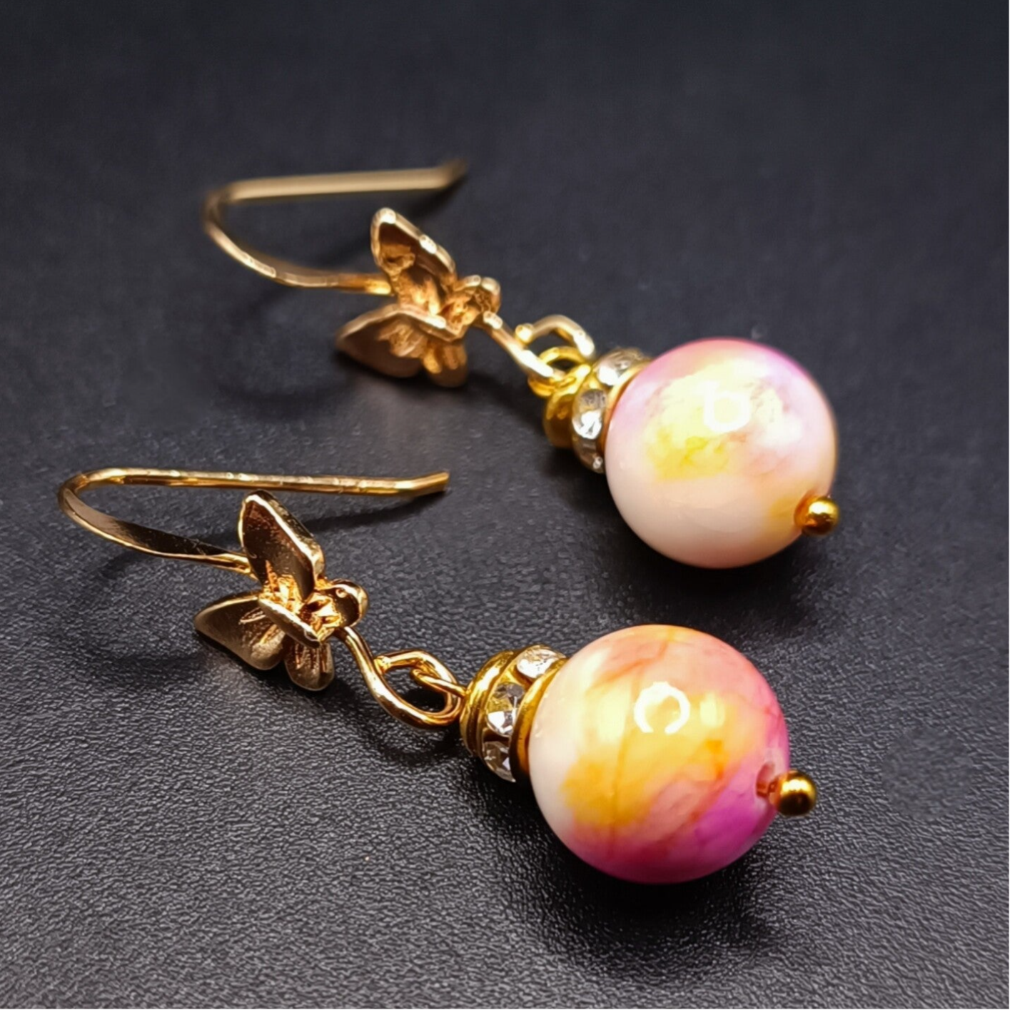Boucles d'oreilles en Calcite Rose