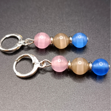 Boucles d'oreilles Creoles  en Oeil de Chat/ Chrysobéryl