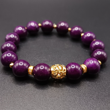 Bracelet elastique en Calcédoine Prune