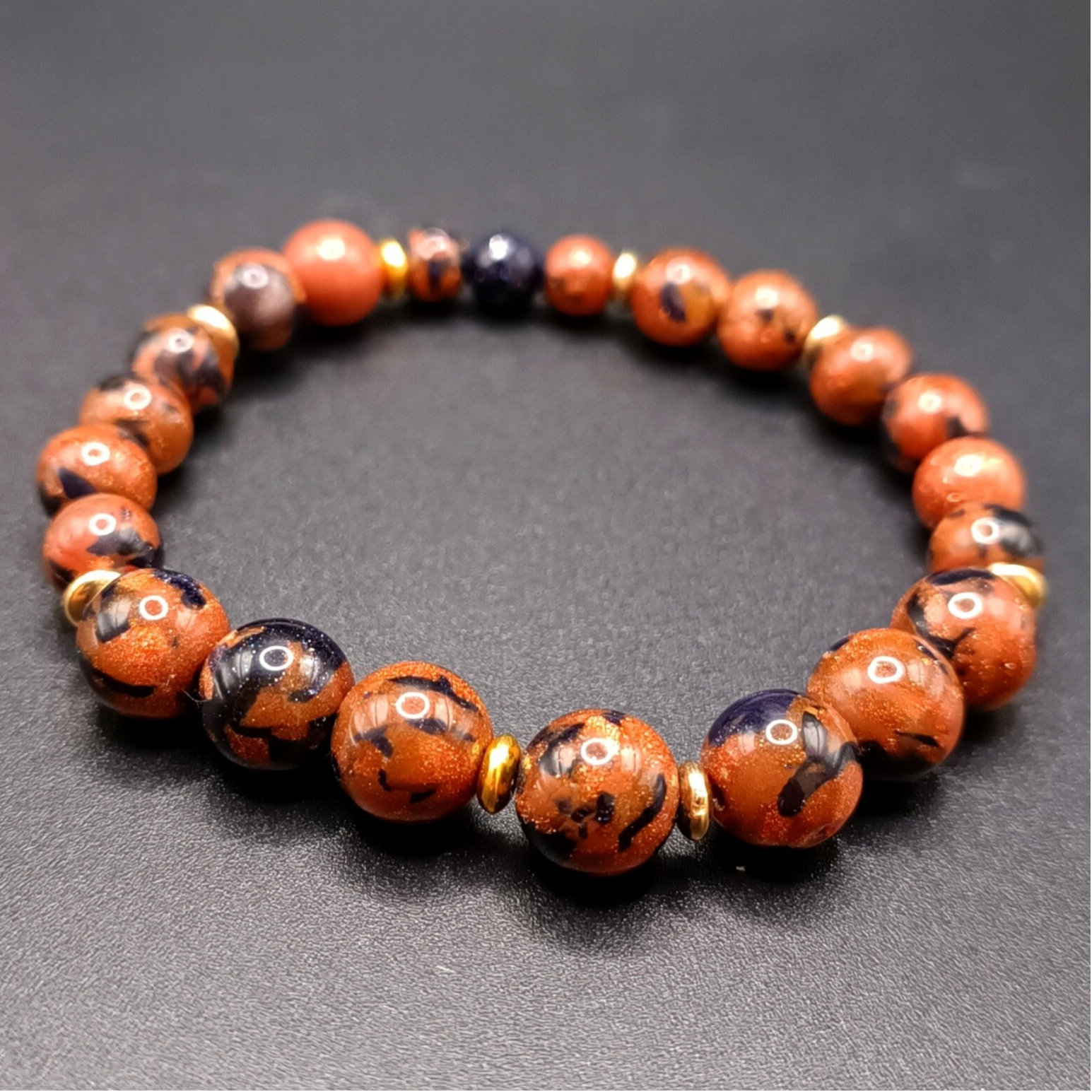 Bracelet elastique  en Sable D'or/ Sable  Marron/ Goldstone