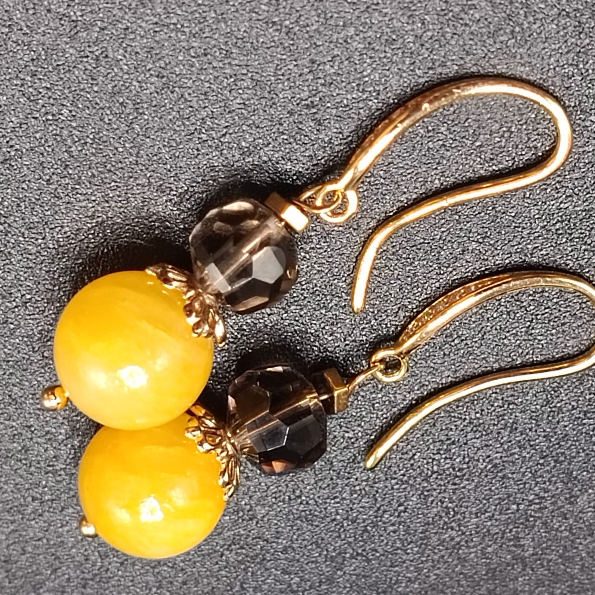 Boucles d'oreilles Crochets en AGATE Jaune Doré "Desert Sunset"