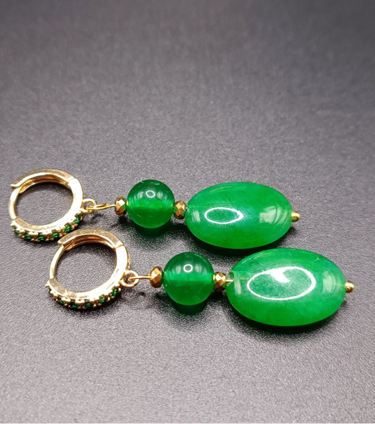 Boucles d'oreilles Creoles  en Jade Imperial