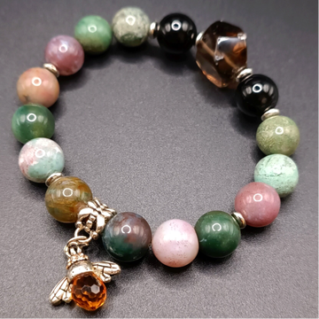 Bracelet elastique en Agate Mousse