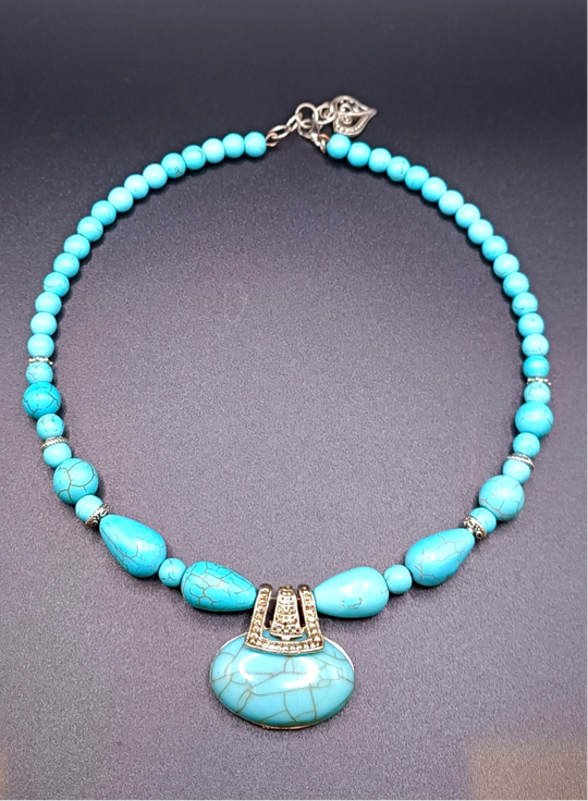 Collier Choker en Turquenite Bleu