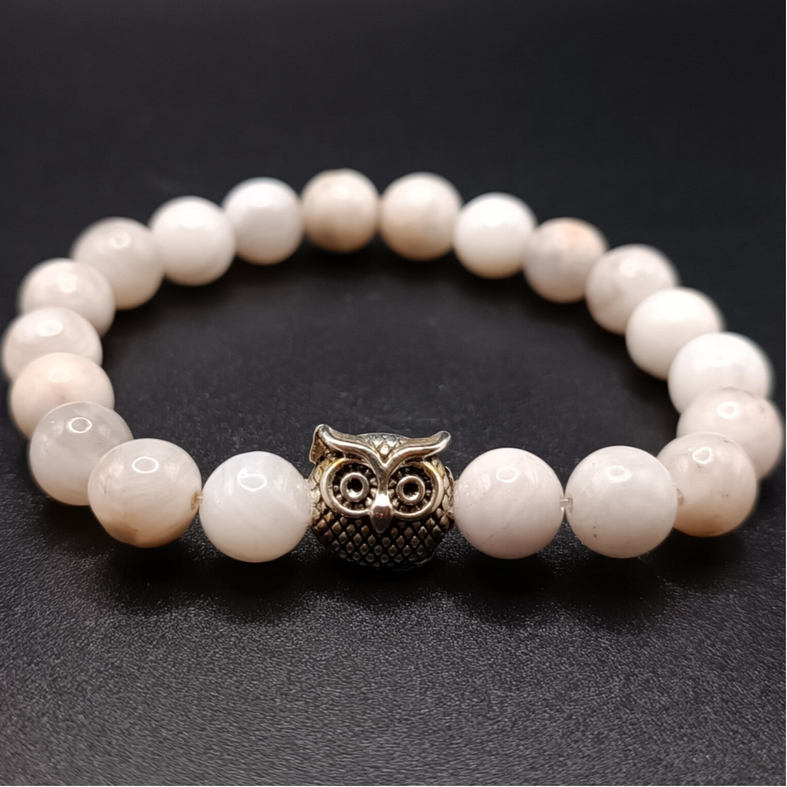 Bracelet elastique en Agate Blanche