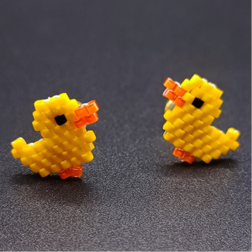 Boucles d'oreilles Clous  puces tissées Brick Stitch en Perles Miyuki Delica