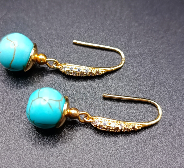 Boucles d'oreilles  Crochets en Turquoise Bleu