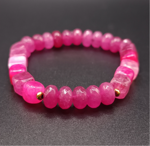 Bracelet elastique en Agate Rose de Sri-Lankais