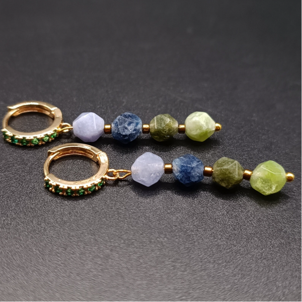 Boucles d'oreilles Creoles  pendantes  en Tourmaline